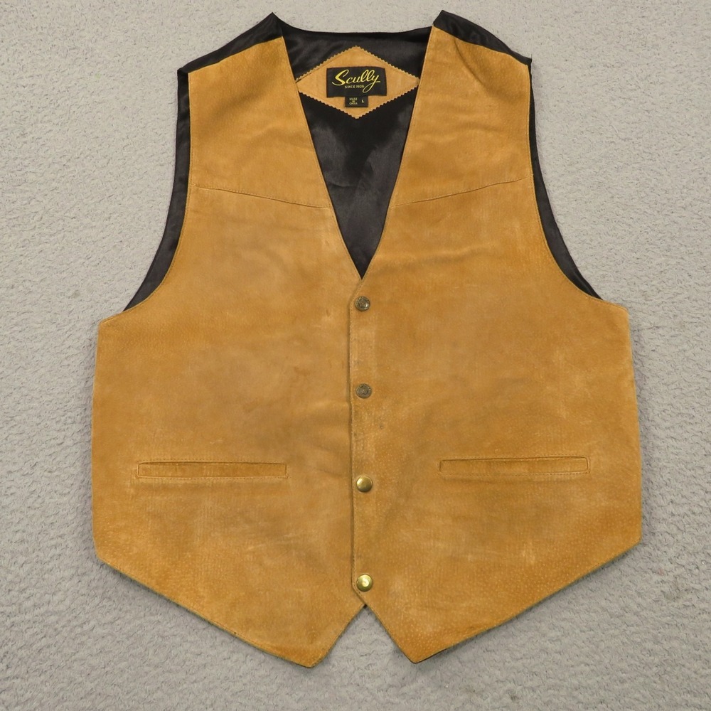 Scully Leather Vest Mens Large Brown Suede Western Outlaw 504 Buckleback